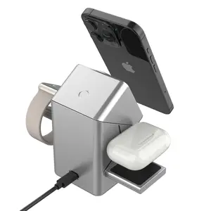 Rubik's Cube Rotating Magnetic Wireless Charger 4-in-1 Strong Magnetic Cross-Border 15W Fast Charging Night Light Multifunctional Desktop Charger