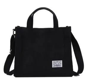 Women's Canvas Casual Tote Bag Retro Art Canvas Crossbody Bags for Women Corduroy Zipper Shoulder Handbags Luxury Designer Sac Plain Summer