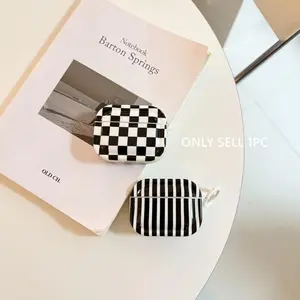 Simple Fashionable Black White Stripe Checkerboard Grid Plaid Pattern Tetragonum Protective Earphone Case Suitable for AirPods Pro3 Pro2 1 2 3 4 Pro