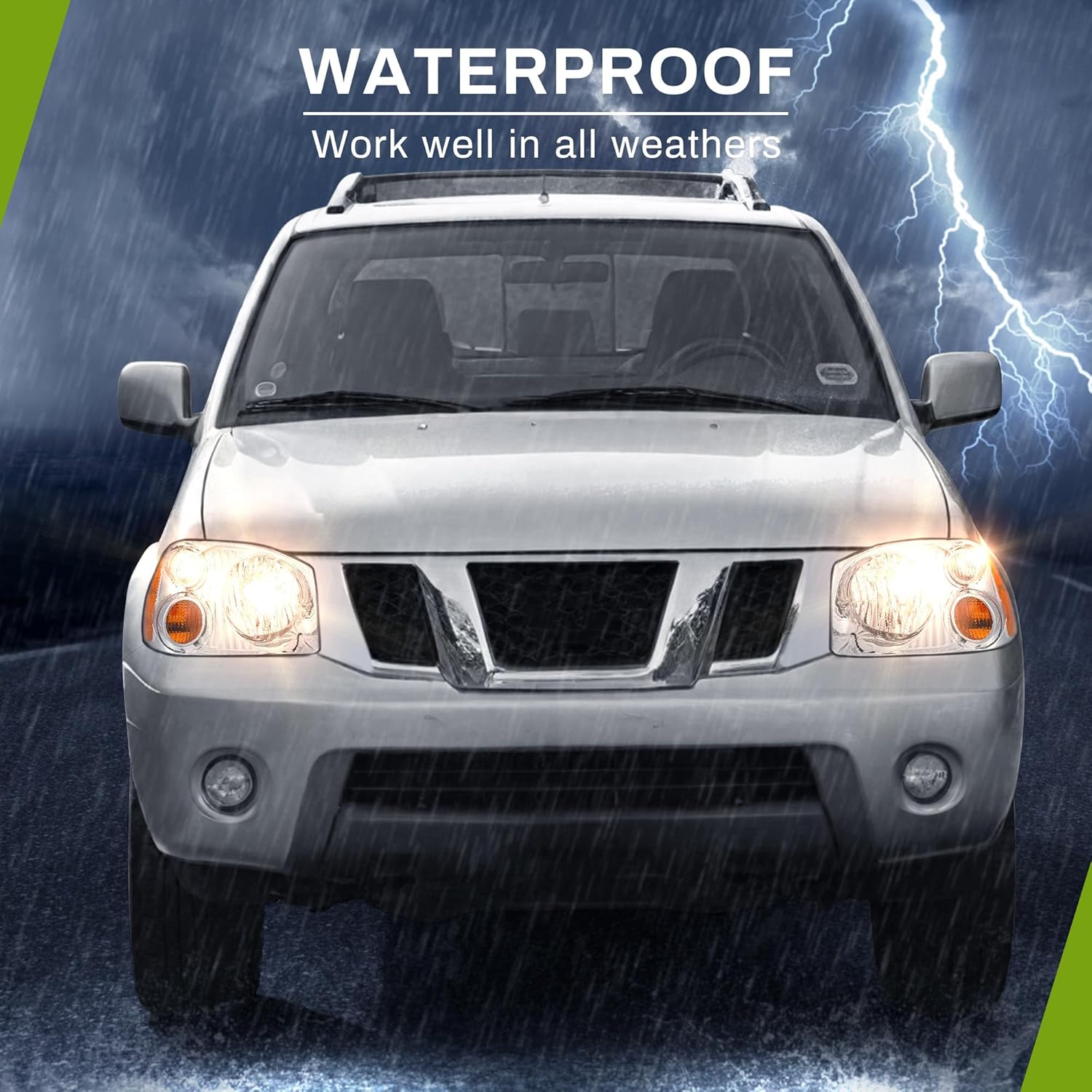 YITAMOTOR Headlights Assembly Compatible with 2001-2004 Frontier Headlamps Replacement Pair Passenger and Driver Side Chrome Housing Amber Reflector Chrome Housing Mustang Headlight Assembly