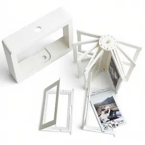 White 8-Sided 360° Rotating Photo Cube Frame, 2x3 in Multi-Picture Display, Desktop Home Decor, Ideal Gift for Family
