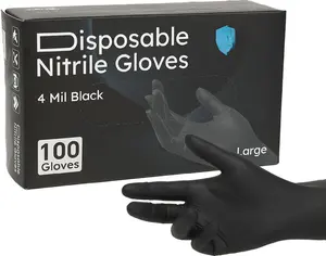 Disposable  Gloves, Textured Grip, 4mil, Lightweight, Slip-Resistant, Black