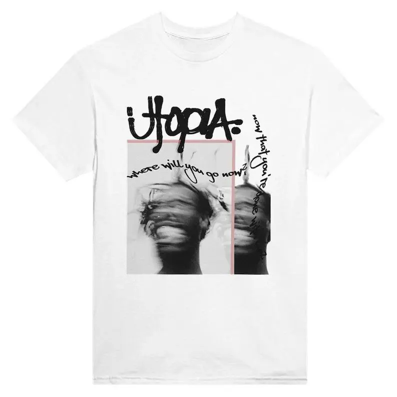 Utopia Print Aesthetic TShirt, Short Sleeve Round Neck Tshirt, Graphic T-Shirt, Unisex Printed Cotton T-shirt, Stretch T-shirt