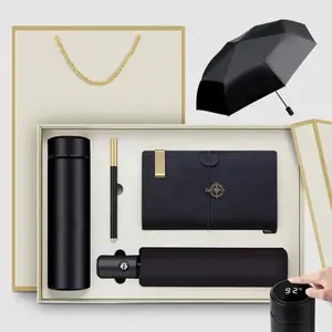 Executive Gift Box Set – Smart Temperature Flask, Auto Umbrella, Premium Notebook & Pen (Luxury Corporate Gift)