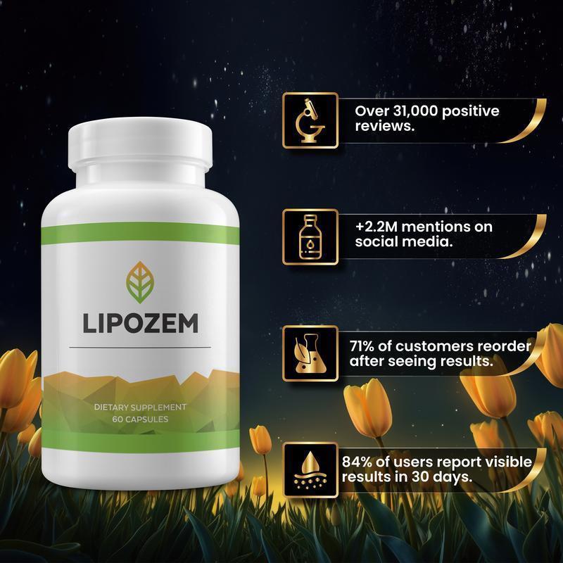 Lipozem - 100% Natural - 2 Caps/Day - Advanced BHB Formula - Healthcare Supplement