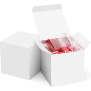 4x4x4 White  Boxes 50  Paper Boxes with Lids for s, Crafting, Cube, Cupcake Boxes, Easy Assemble Boxes for Party Favor