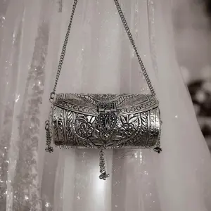 Silver Plated Brass Clutch: Vintage Style Crossbody Handbag