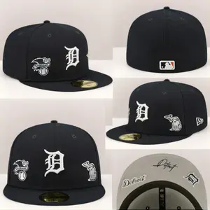 Men's Detroit Tigers New Era Navy Identity New Era 59FIFTY Fitted Hat Flat Brim Hat, MLB Streetwear Style