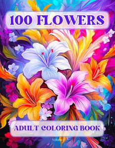 100 Flowers Adult Coloring Book: Beautiful and Easy Flowers, Vases with Bouquets, and Patterns, Coloring Pages with Large Print for Relaxation and Calmness (Flowers Coloring Book)