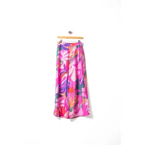 Vibrant Abstract Print Wide-Leg Pants