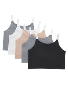 Hanes Originals Girls' Underwear Crop Cami Pack, Black & Assorted, 5-Pack