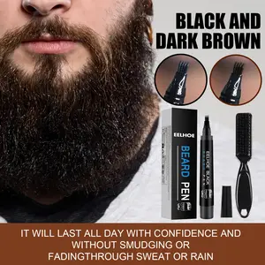 EELHOE Beard Filling Pen Kit, Waterproof Sweatproof Long-Lasting Beard Pen, Precision Grooming Brush for Men, Essential Grooming Tool, Beard Pen Filler