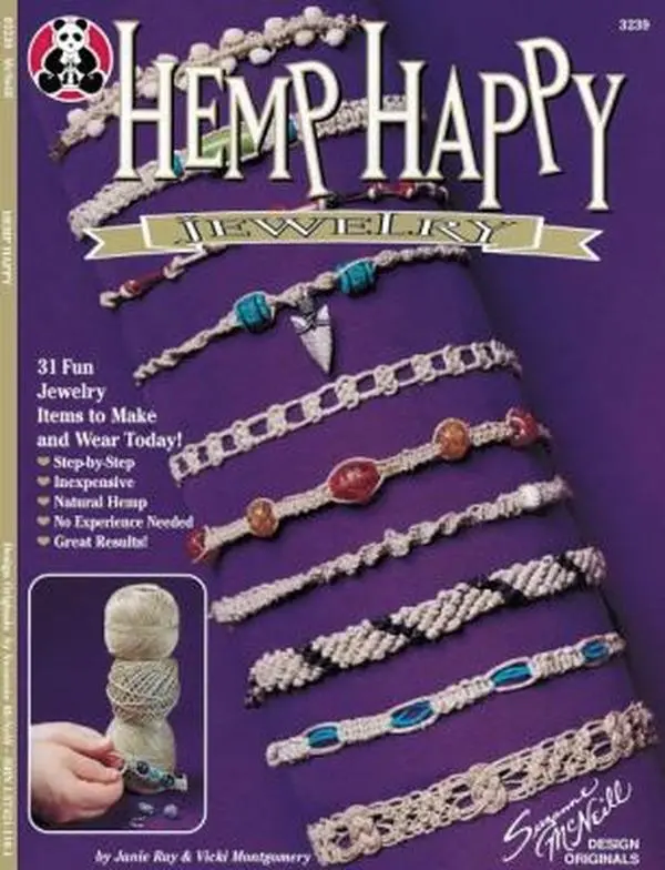 Used Book - Hemp Happy (Design Originals): 31 Fun Jewelry Making Projects, Inexpensive DIY Accessories for Braceletmaker (Necklaces, Friendship Bracelets), Beginner-Friendly Macrame Knots Guide, English Paperback Soft Cover