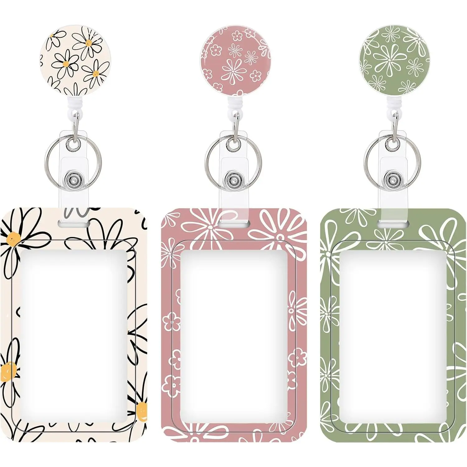 3 Set Heavy Duty Badge Holder with Retractable Reel,ID Badge Holder Key Card Work Badge Clip for Nurse Teacher Student Office Women Men