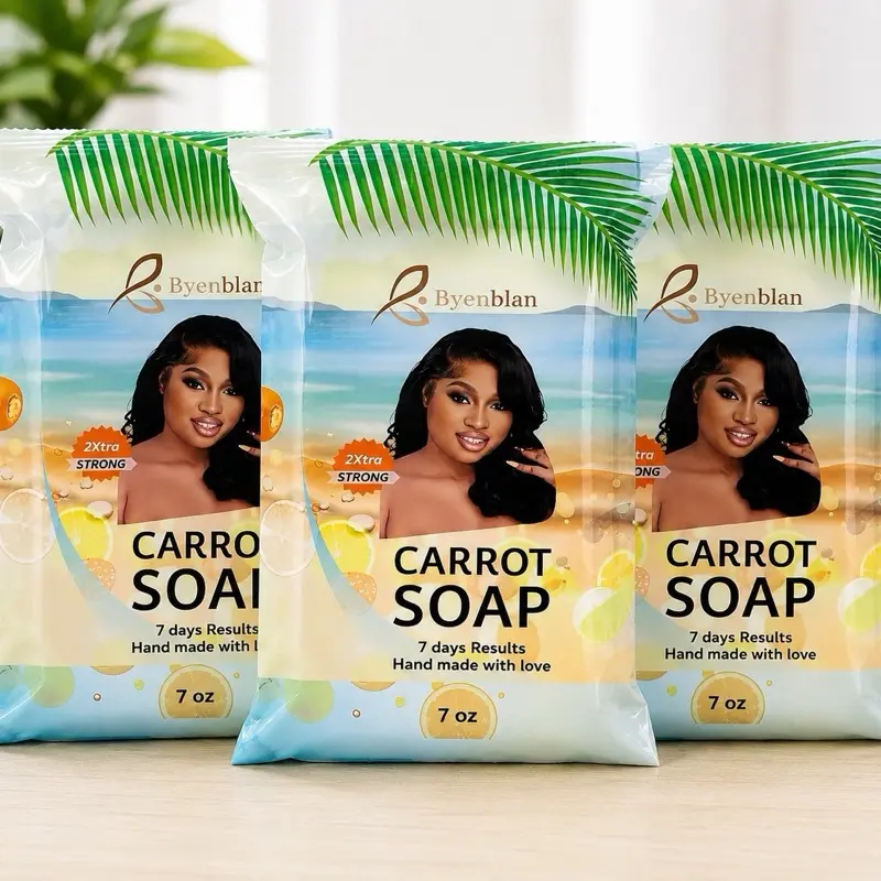 Byenblan Carrot Cleanser Soap - Body Care Bar with Moisturize, Hydrating Benefits & Pleasant Scent, Pack of 3 (7 oz Each)
