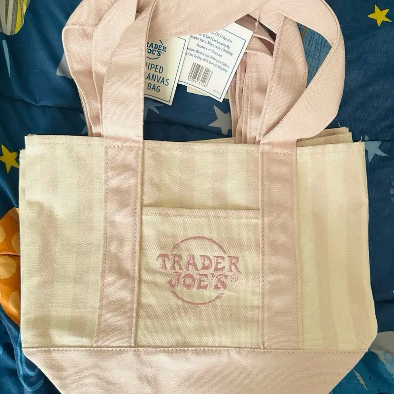 Trader Joe’s Pink Mini Stripe Tote Bag