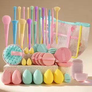 42-piece makeup tool set with colorful makeup bag, makeup brush set, portable for travel, including puffs and makeup
