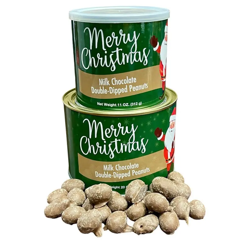 Try My Nuts Merry Christmas Milk Chocolate Double Dipped Peanuts -  Choose between an 11 oz. or 20 oz. Can