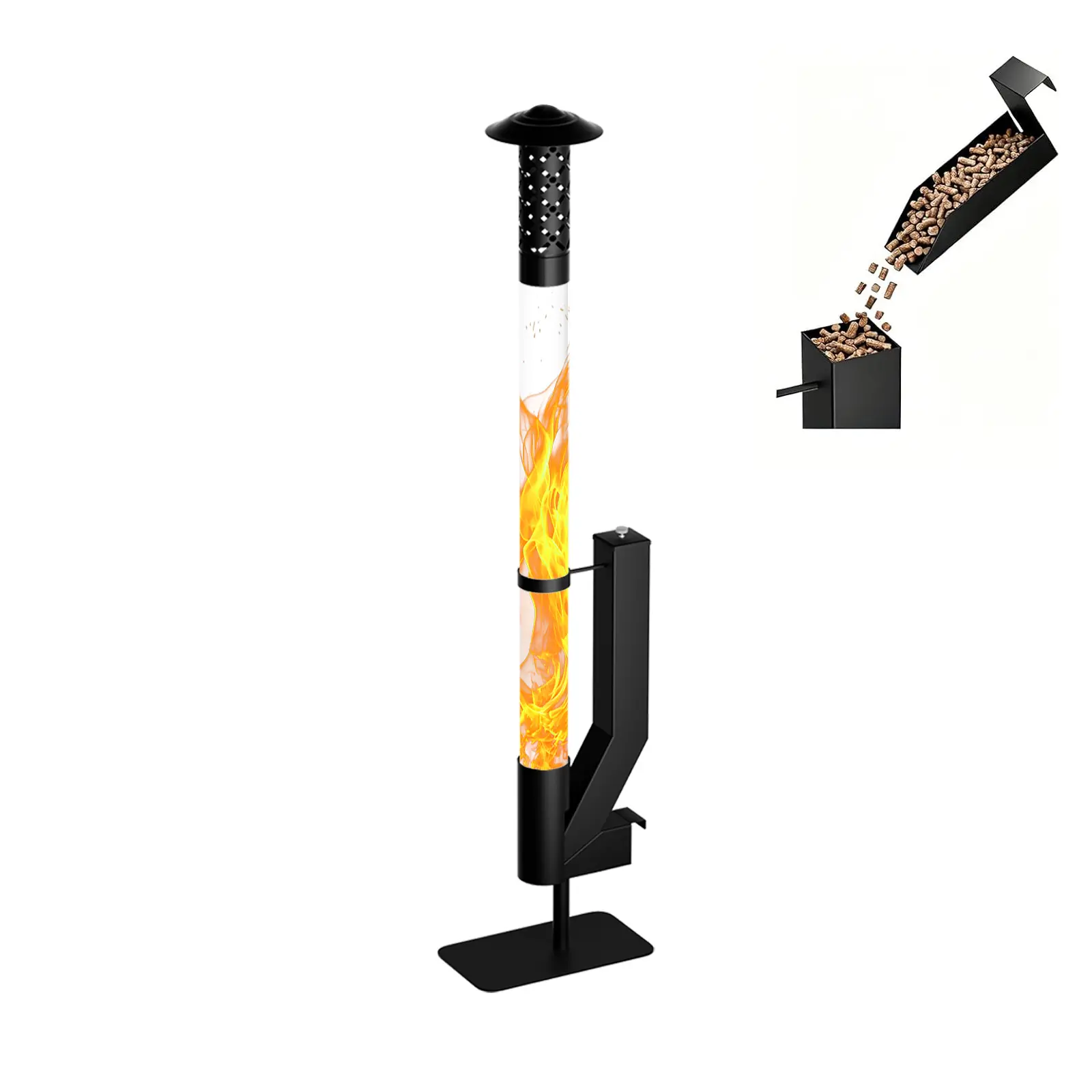 ABORON Smokeless Pellet Stove for Outdoor Use, Portable Wood Pellet Fire Pit with Base, Pellet Heater for Patio Backyard Bonfire Camping Beach Garden