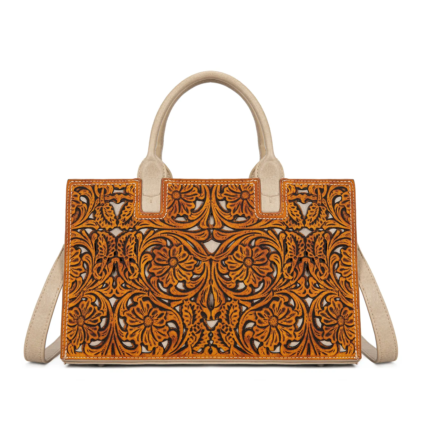 Trinity Ranch Western Vintage  Embroidery Pattern Crafted Tooled Crossbody Purse for Women