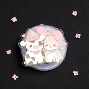 Cute Cow and Bunny Strawberry MagSafe Phone Grip – Kawaii Magnetic Pop Socket Kickstand for Phone & Kindle – Sweet Gift for Her