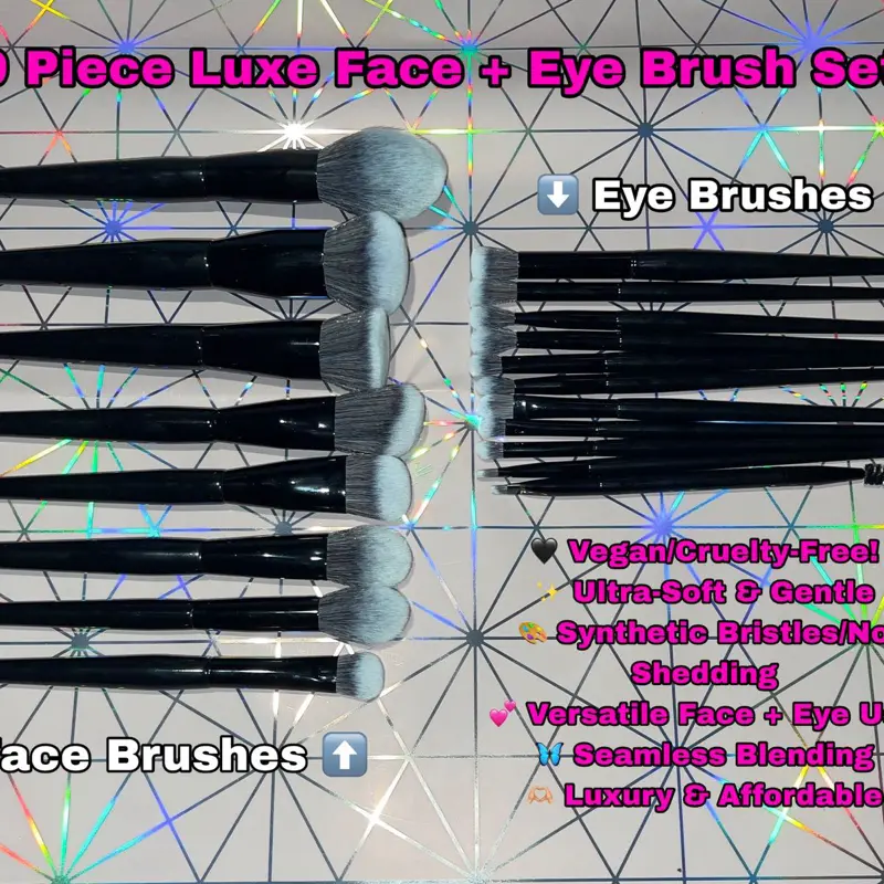 19 Piece Luxe Face & Eye Makeup Brush Set