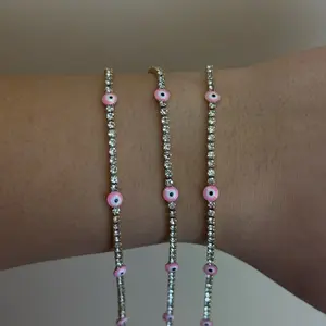 Sparkly Pink Evil Eye Bracelet