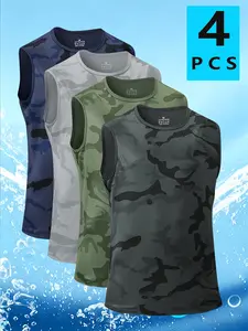 Men’s Fashionable Comfortable Sleeveless Tank Tops for Summer Running and Sports (Pack of 4)