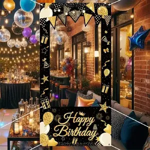 Happy Birthday Vinyl Background Photo Frame, 23.62*47.24 Inch Balloon Birthday Background Photo Frame, Birthday Party Background Decoration