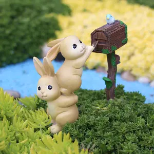 Creative Garden Decoration, 1 Box Cute Rabbit Ornament, Fun Garden Decoration Ornament, Bonsai Decoration, Spring Garden Scene Decoration