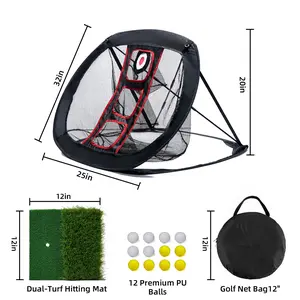 AESWGOF Golf Chipping Nets Set – Pop-Up Practice Net with Dual-Turf Mat & Accessories Outdoor