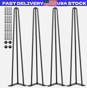 Uimoso Hairpin Table Legs 16in to 40in Coffee Table Metal Legs 3 Rods Set of 4