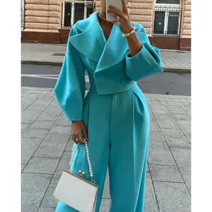 Professional Chic 2Pcs Suits – Crop Blazer & Pants