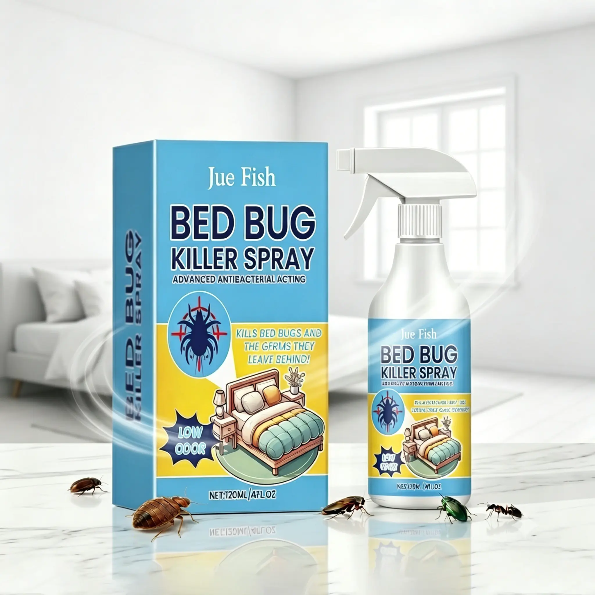 Bed Bug Killer Spray, Fast-Acting Residential Pest Control Solution - Non-Toxic for Kids & Pets, No Cleanup Required