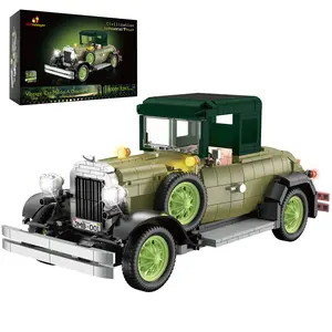JMBricklayer Vintage Cars Building Sets for Adults with Lights 50001, Classic Retro Model Car Kits, Antique Cars Collectible Display Decorations