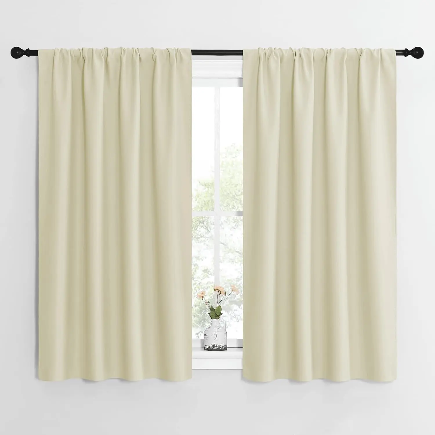 NICETOWN Kitchen Curtains, Short Blackout Curtains & Drapes, Home Decoration Privacy Thermal Insulated Curtains for Unicorn Theam Room (Beige, 42" Wide, 54" Long, 2 PCs)