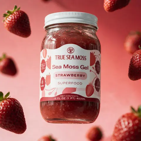 True Sea Moss Strawberry Irish Sea Moss Gel with Gift – Rich in Essential Minerals & Vitamins – supports overall vitality
