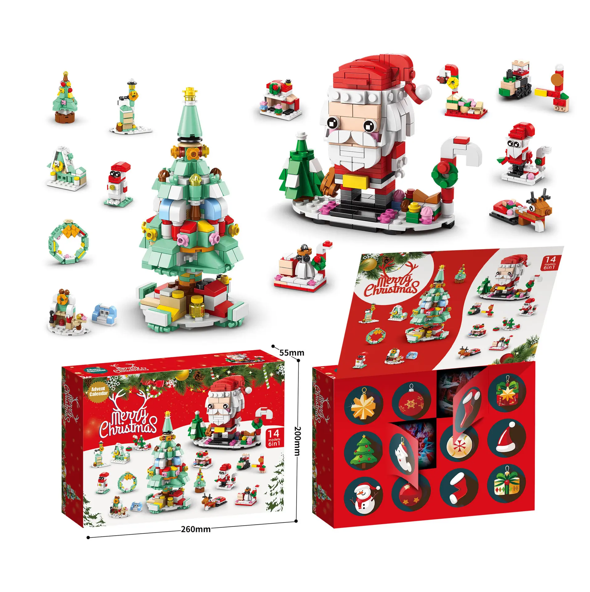 Christmas Advent Calendar 6-in-1 Building Blocks Christmas Gifts Handmade Building Toys Birthday Gifts for Boys and Girls