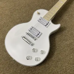 All White lp guitar Maple Fingerboard Chrome Hardware 6 String