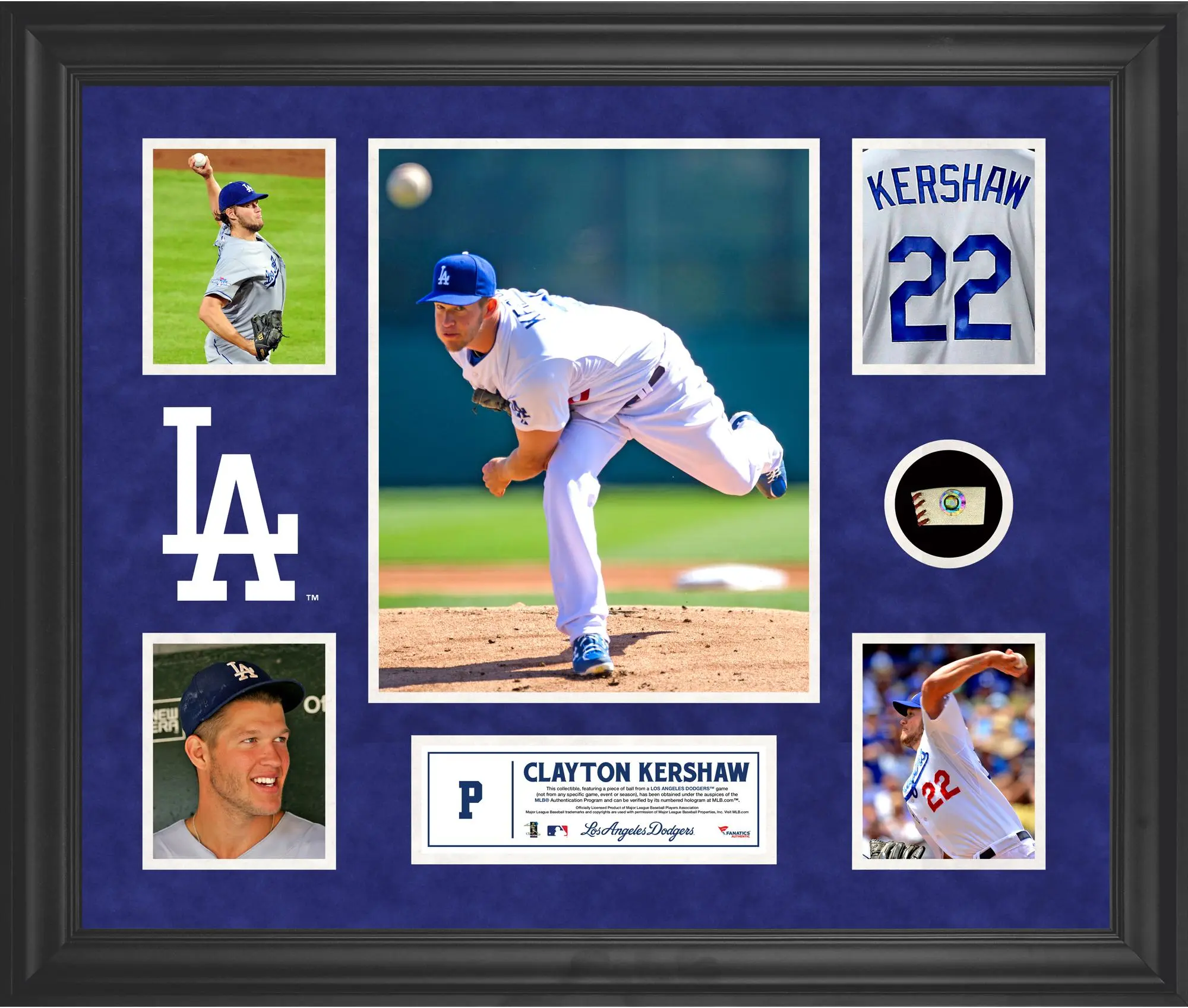 Clayton Kershaw Los Angeles Dodgers Framed 5-Photo Collage with Piece of Game-Used Ball - MLB Memorabilia