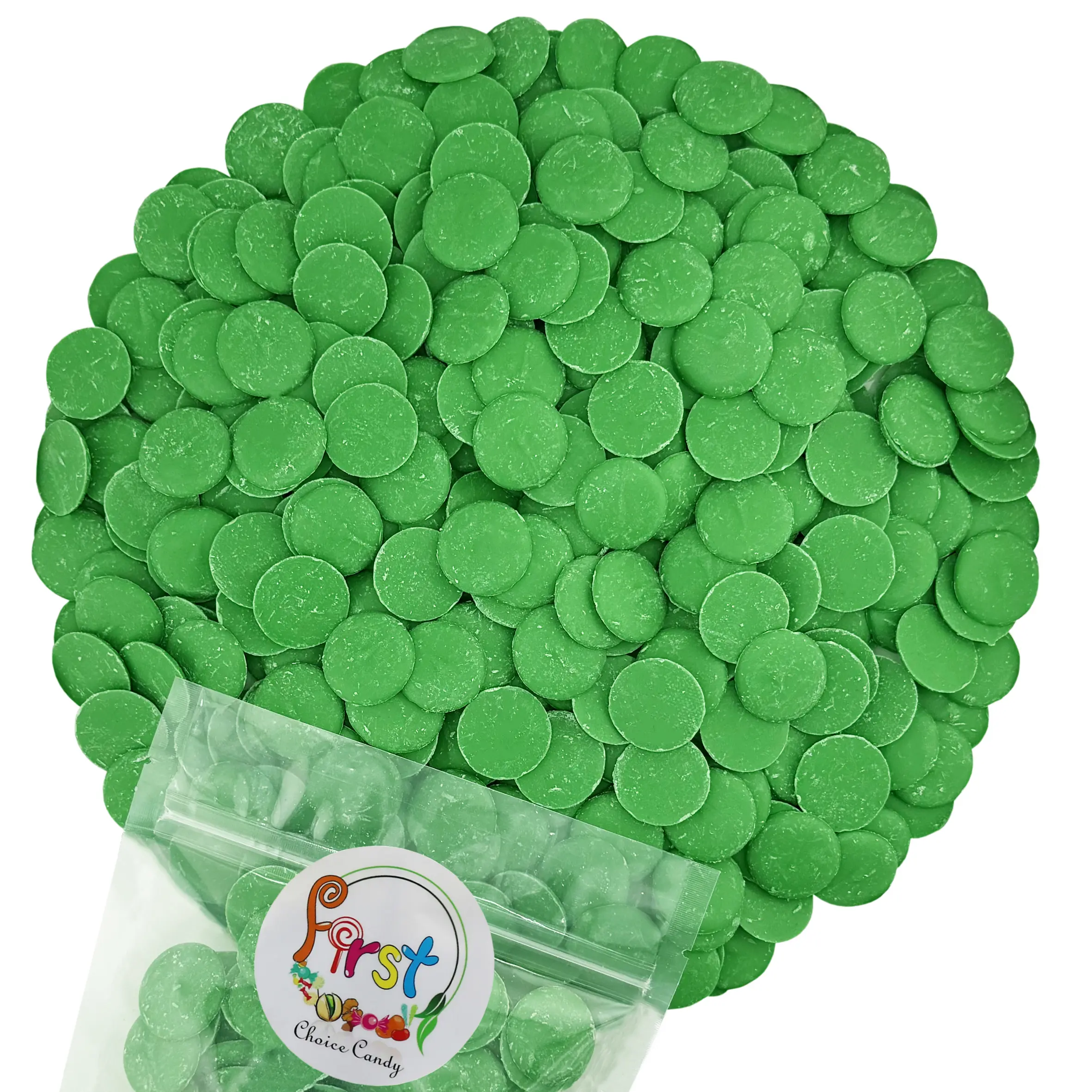 DARK GREEN CHOCOLATE MELTING WAFERS 1 LB BAG