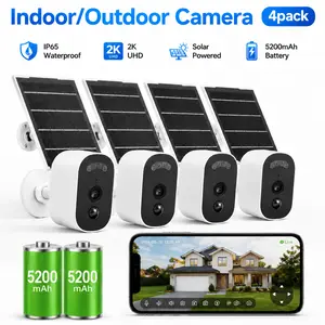 【JOOAN 4PCS 2.5K Wire-Free Outdoor Solar Wireless Security Cameras 】Features Human Detection, Full-Color Night Vision, Two-Way Audio, Waterproof & Dustproof Design, 5200mAh High-Capacity Battery, 2.4GHz Wi-Fi Support, And Tf Card/Cloud Storage,