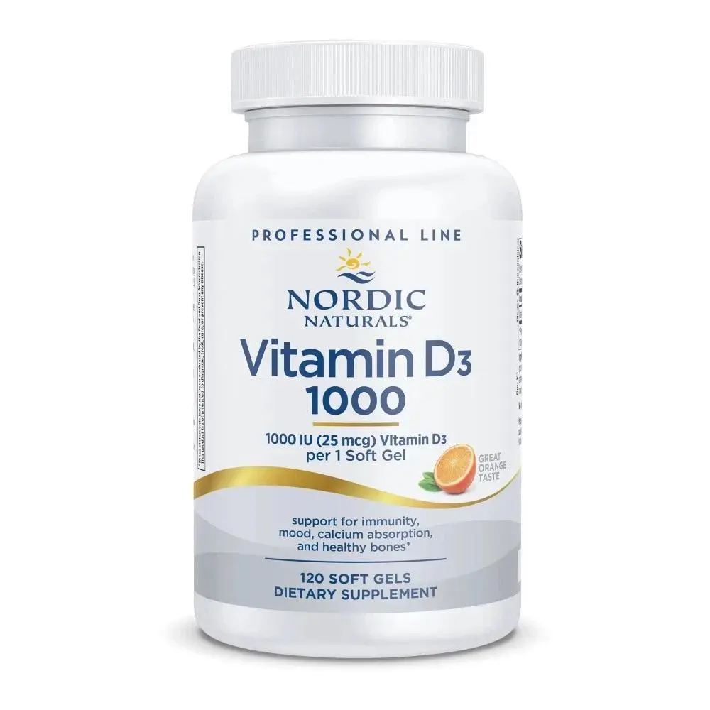 Nordic Naturals Pro Vitamin D3 Softgels - Daily Bone Health & Energy Support, Great Orange Taste, 120 Capsules, Non-GMO, Gluten-Free, Dairy-Free