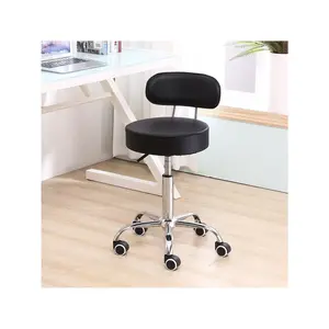 PU Leather Rolling Stool with Mid Back Height Adjustable Office Computer Home Drafting Swivel Task Chair with Wheel