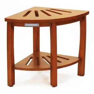 Oceanstar  Corner Spa Shower Bench Seat with Storage Shelf - Natural