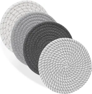 Billbotk 7" Trivets for Dishes, Pots and Pans, 4 Heat Resistant Hot Pads, Pot Holders for Kitchen, Plate Mats for Countertops, Table, Home Essentials, Farmhouse Decor