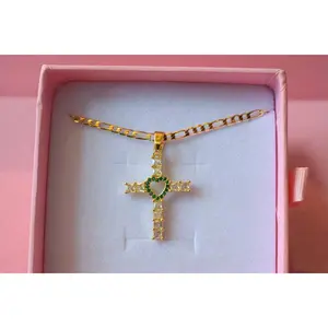 Emerald Inspired Heart Cross