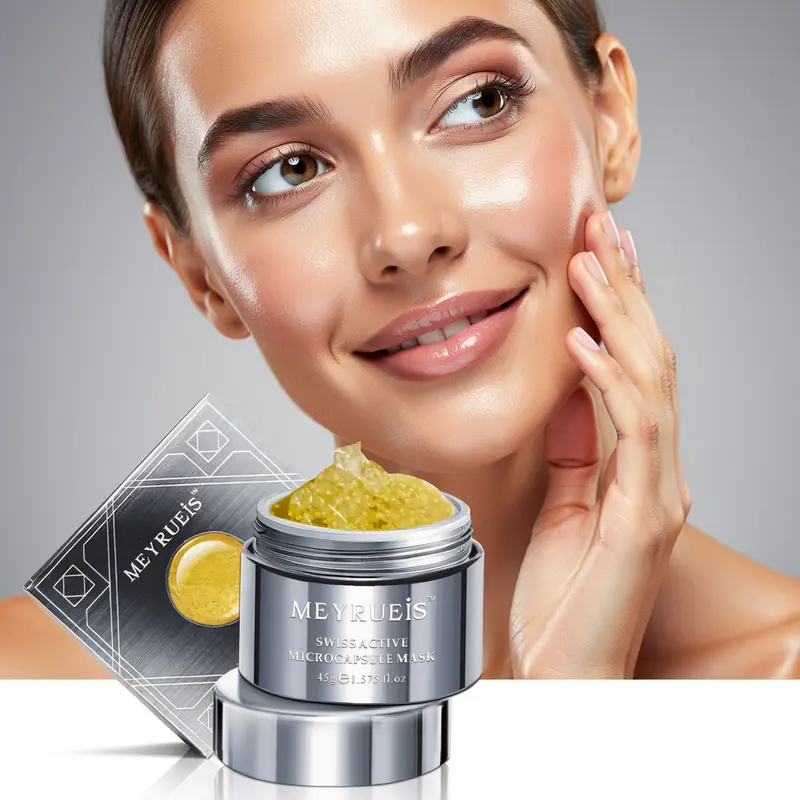 Glass Skin Face Mask – Golden Microcapsule Hydrating Gel Mask with NMN, Ectoin & Squalane, Glow Jelly Face Mask for Dry, Dull Skin, Buy 1 Get 1 Free – MEYRUEiS