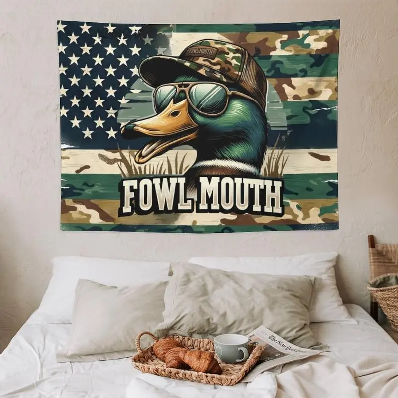 Camouflage Shot Caller Duck Hunting Print Tapestry Wall Art - Home Decor Decoration for Dormitories, Living Rooms - Hand Wash, Indoor/Outdoor Wall Decor Flag, Multi-Size