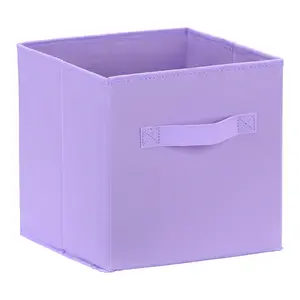 REGALWOVEN Fabric Storage Cube with Handle, Storage Bin for Shelves Closet, Collapsible Storage Basket for Organizing Clothes Books 9.8*9.8*9.8in Purple